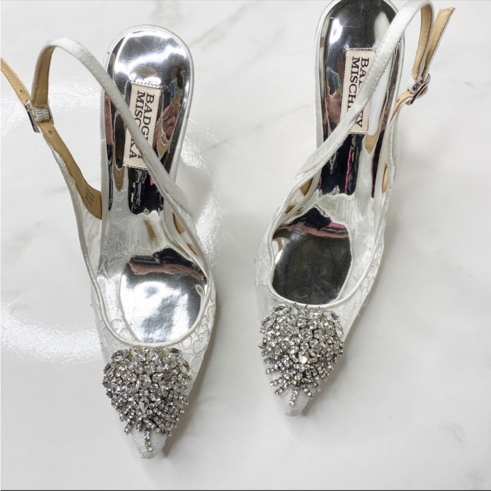 Badgley Mischa Lace Rhinestone Slingback Pumps